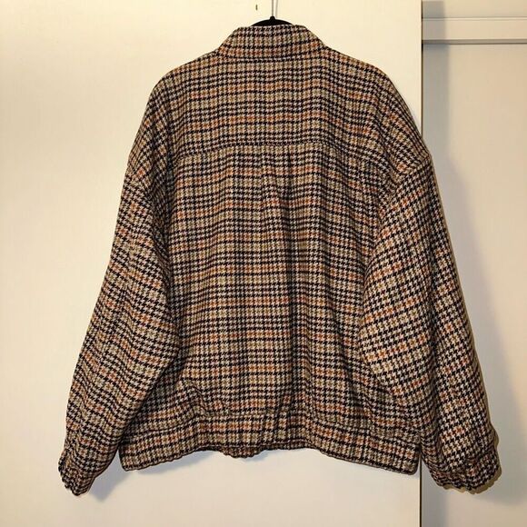 Old Navy Women’s Houndstooth Bomber Jacket Brown Tan Size XL NWOT - Picture 6 of 11
